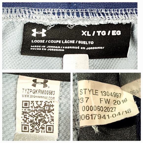 2 Pair Under Armour Shorts sz XL Men Loose Fit Blue White Freedom Spellout 9-10" - Picture 4 of 12